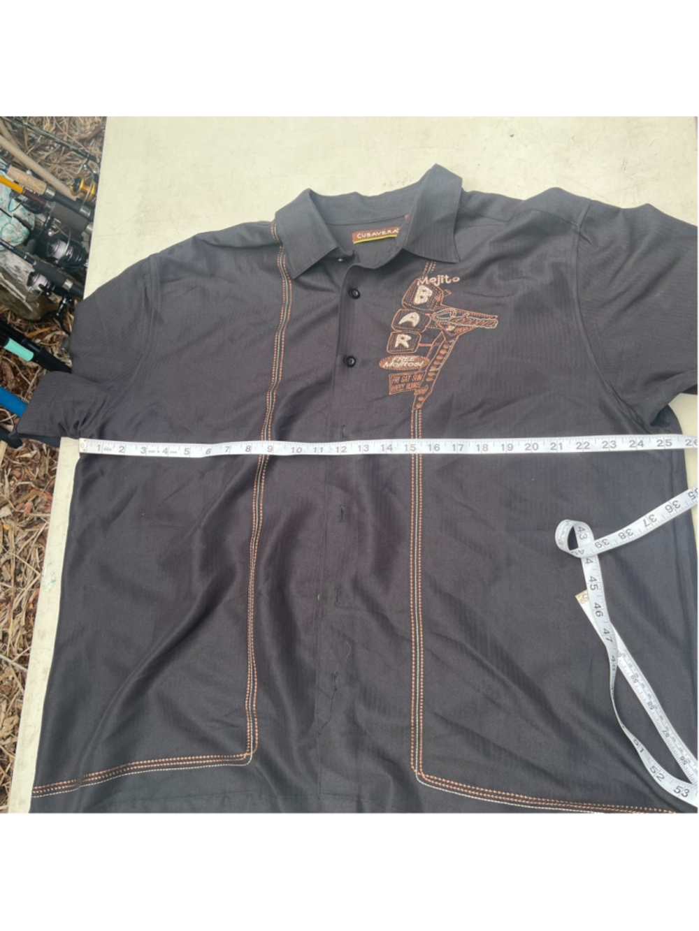 Men's CUBAVERA Casual Button Down Shirt XXL Black Brown Great used condition - Picture 8 of 10
